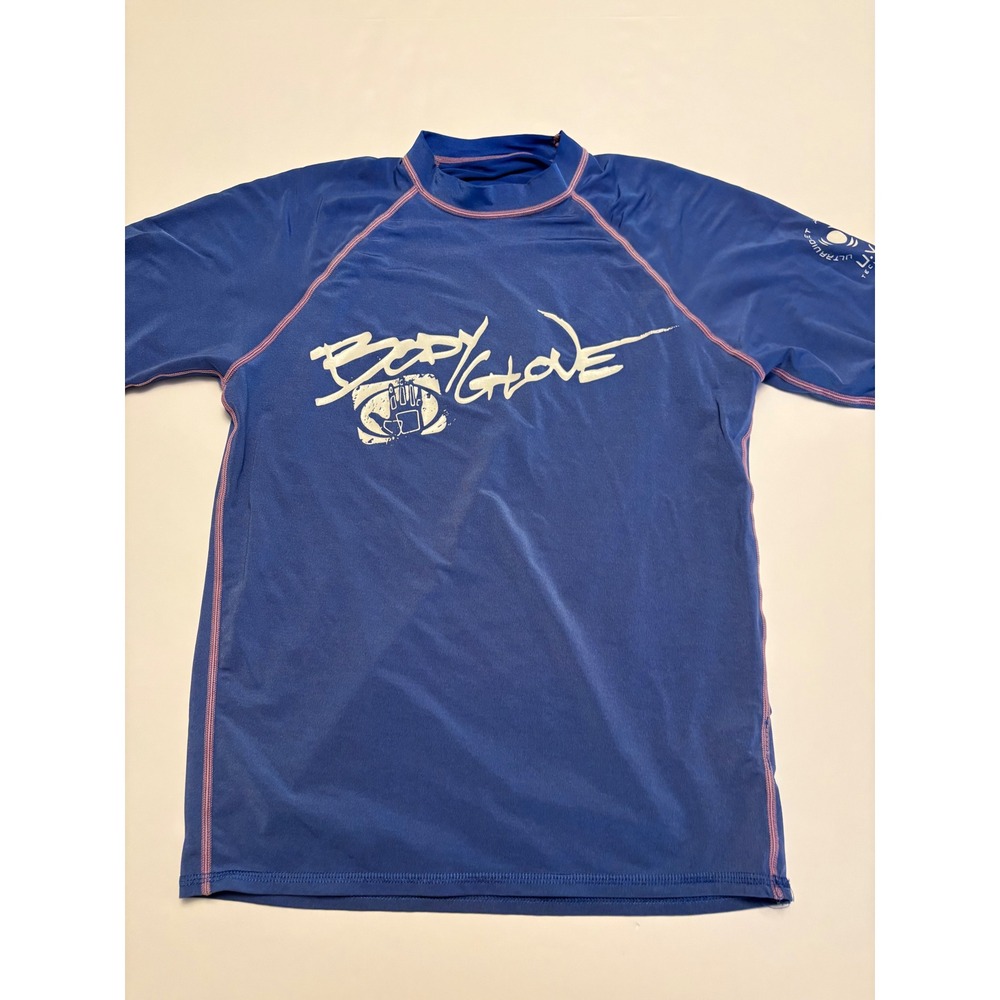 Body Glove Rash Guard Mens Small Blue UVP Short Sleeve Surf Swim Shirt